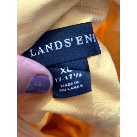 Lands End Mens Yellow Button-Down Shirt XL 17-17.5 Cotton Long Sleeve Business - Picture 6 of 10